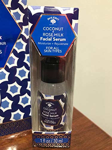 Kit BOLERO Coconut + Rose Milk Facial Serum (MOISTURIZE/REJUVENATE) & Paper Facial Mask Smooth Soften Repair FOR ALL SKIN TYPES
