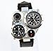 EinCar Fashion Metal Dial Watch with Dual Quartz Movement/Compass/Thermometer Black