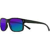 Piranha Xander Matte Black Frame Classic Sunglasses with Blue Mirror Lens