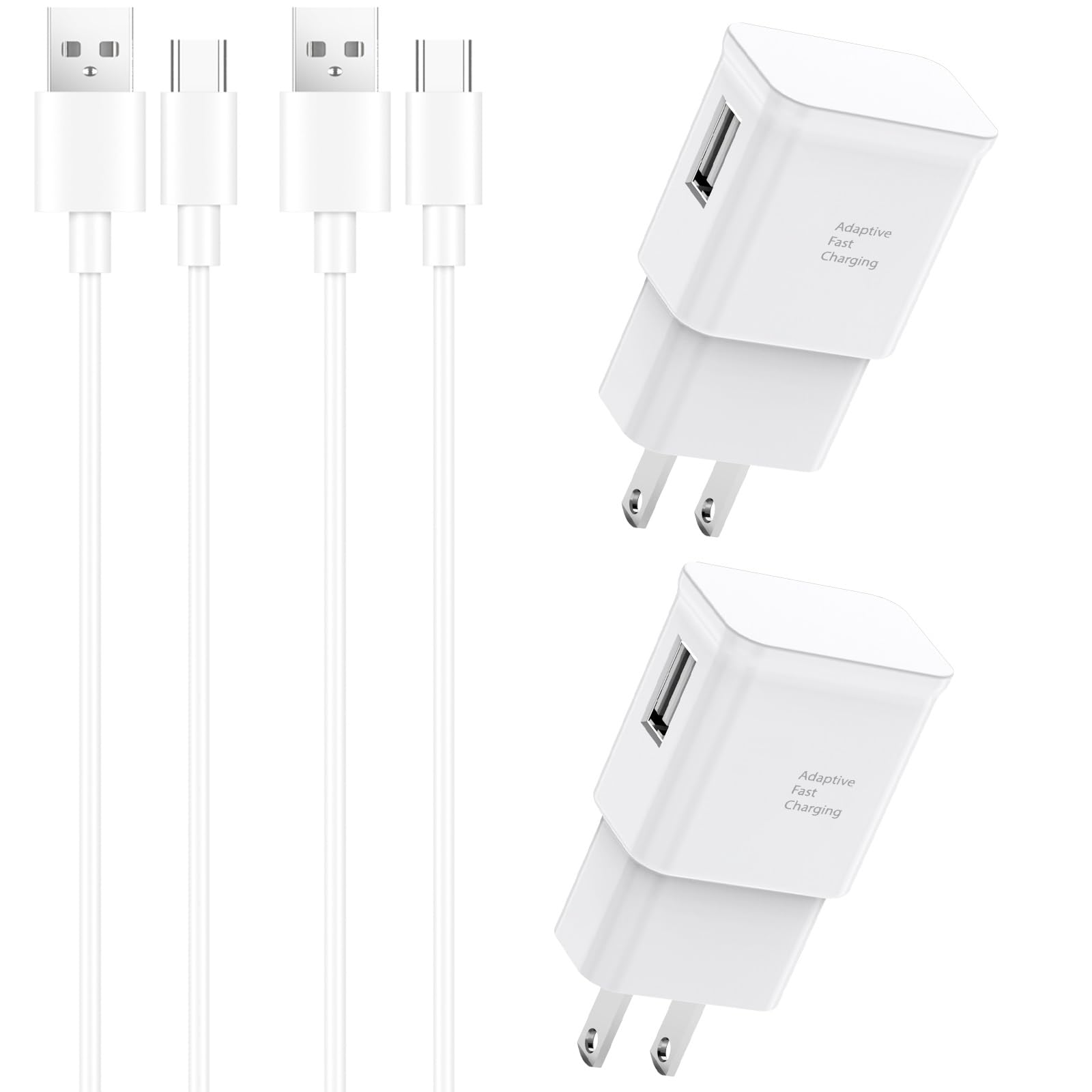 Fast Charger for Samsung 2 Pack 6ft Type C Fast Charging Cable Cord with Android Phone USB Wall Charger Block for Samsung Galaxy S10 9 8 Plus/Note 20 10 9 8/S20 S21 S22 S23 S24 Ultra/A52 53 54 55