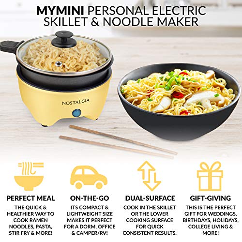 Nostalgia MSK5YW MyMini Personal Electric Skillet & Rapid Noodle Maker Perfect For Ramen, Pasta, Mac - //coolthings.us