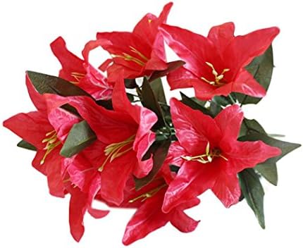 Hot Sale!!Wedding Party Home Decor,10 Heads Bridal Bouquet Artificial Fake Silk Lilies Flower (H)