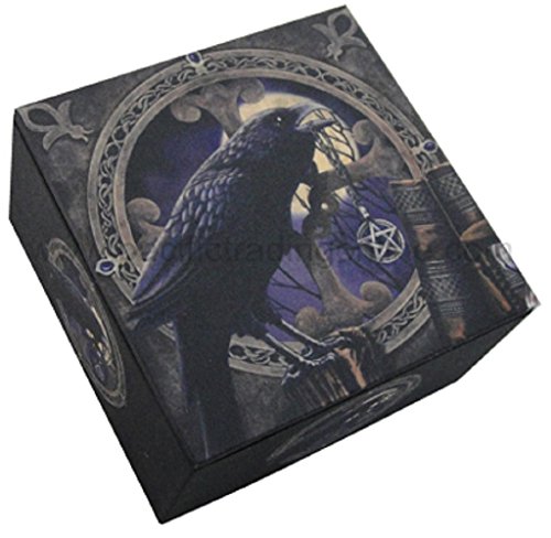 4 Inch Raven Spell Caster Mirror Square Jewelry/Trinket Box Figurine