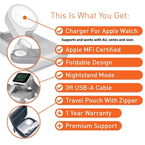 Apple Watch Charger (MFi Certified) Portable and Foldable to Enable