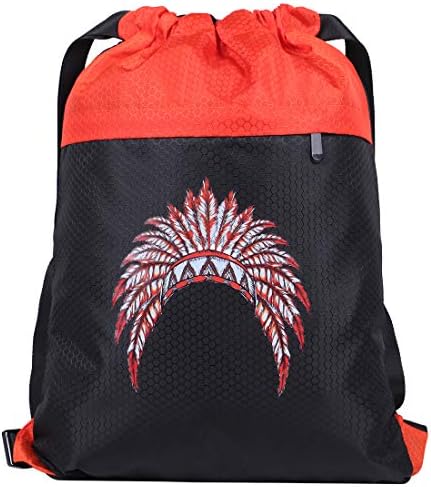 Swimming Drawstring Backpack Bag Sport Gym Sackpack Sack Sport string Gymsack Pack Men Women Waterproof AIndian （M）