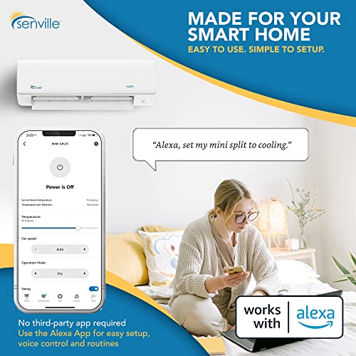 Senville 28000 BTU Dual Zone Mini Split Air Conditioner Heat Pump, 2 Ton, Works with Alexa, White