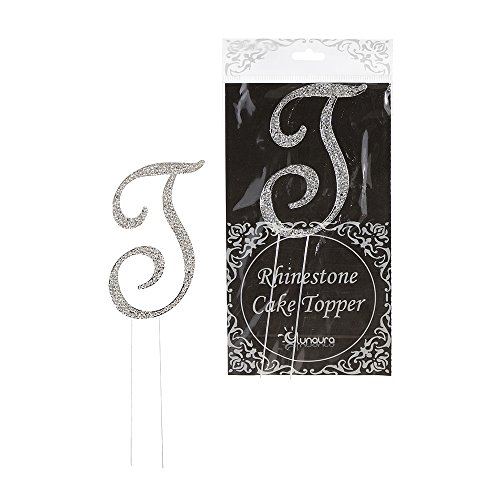 Lunaura - Sparkling Rhinestone Letter Cake Topper - T
