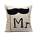 4TH Emotion Mr and Mrs 18 X 18 Inch Cotton Linen Home Decorative Throw Pillow Covers Cushion Cover Couple Love Pillow Case Set of 2 (Wedding Gift)