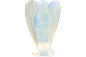 AOGSLONA Opal Angel Crystals Healing Stones Spiritual Healing and Protection Guardian Statue Pocket Gemstone Decor Polished Peace Angel Figurine Meditation Love Gift for Women Men