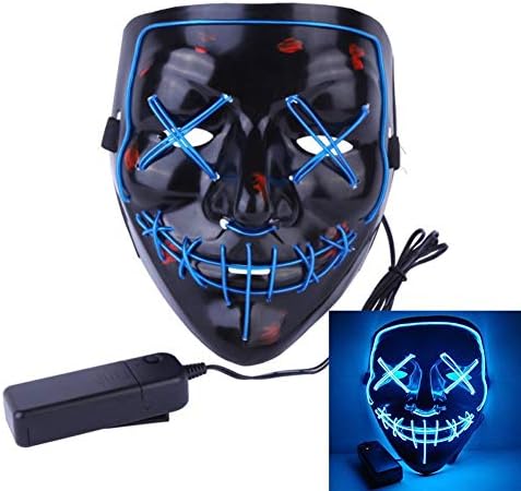 Uecoy Light up LED Smiling Stitched Purge Mask for Halloween, Rave, Festivals, and Cosplay