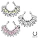 Rhodium Plated Fake Septum Clicker Clip On Non Piercing Nose Ring Hoop Cartilage Tribal Fan 3/8"