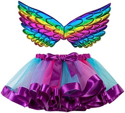 子供ドレス チュチュスカート キッズ ウィング セット レインボー 虹色 チュールスカート Tutu スカート 子どもドレス プリンセスドレス 卒園式 変装 クリスマス お金を節約 誕生日 ハロウィン パニエ ステージ プレゼント 舞台 ベビー