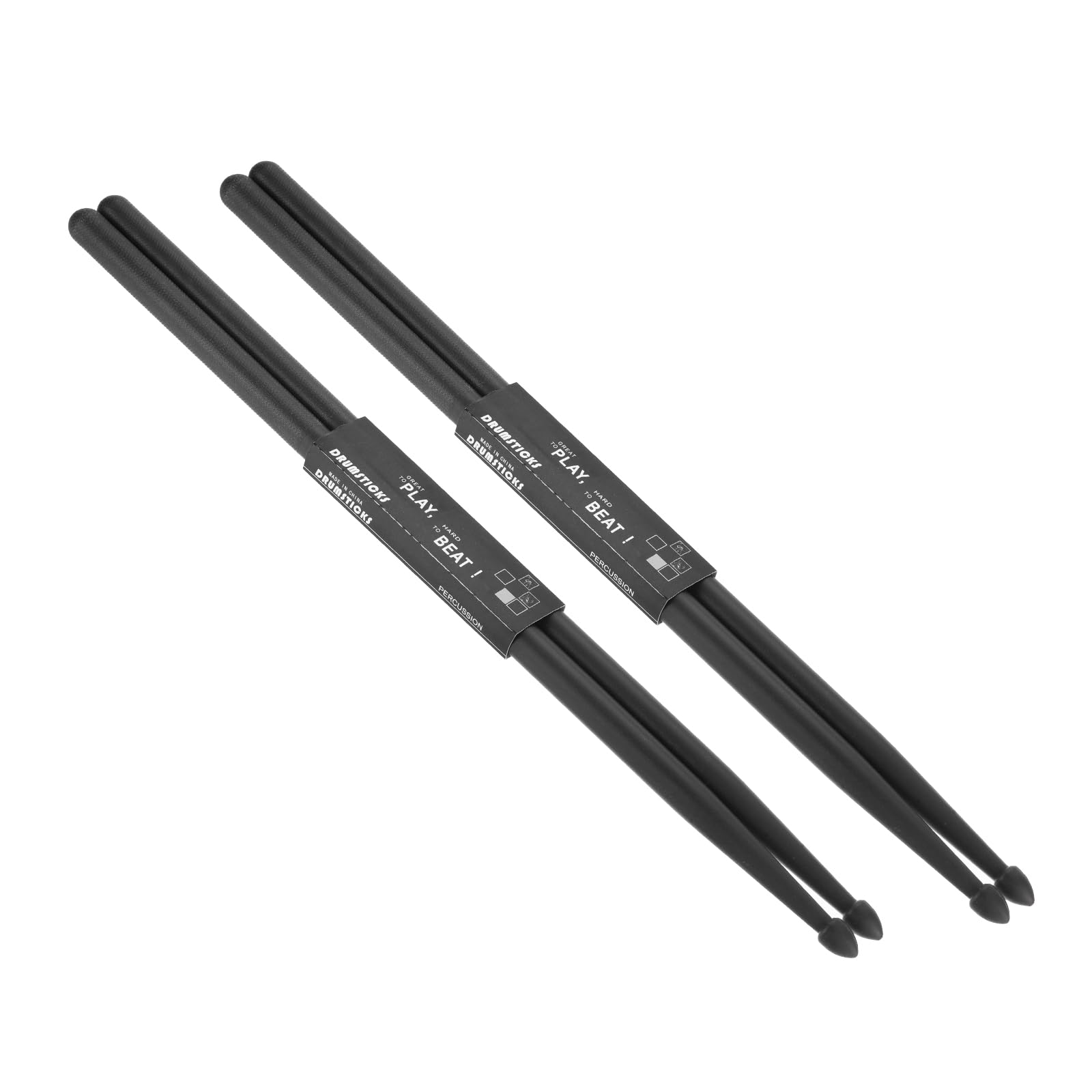 PATIKIL 2 Pairs Nylon Drumstick 7A Plastic Anti Slip Handle Drum Stick for Adults Electronic Drums Musical Instrument Percussion Black, 16"