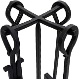 Charles Bentley Fireside Companion Set Black Matte Iron Poker Tongs Shovel view 5