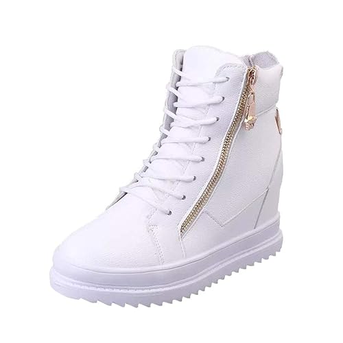 white flat lace up boots