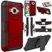 Galaxy Core Prime Case, Elegant Choise Galaxy Prevail LTE Case, Hybrid Armor Dual Layer Full Body Protective Holster Case with Kickstand and Belt Swivel Clip for Samsung Galaxy Core Prime (Red/Black)