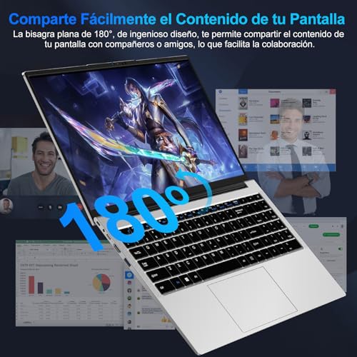 2026 Laptop 15.6 Inch Celeron N5095 Win11 Pro 8GB 256GB SSD | Expansion 1TB 5G WiFi FHD BT4.2 2.9 GHz HDMl USB 3.0 Portable with Wireless Mouse and Spanish Keyboard Membrane - Silver