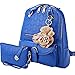 Coofit Girls Backpack College School Bag Leather Purses with Bear Key Chain