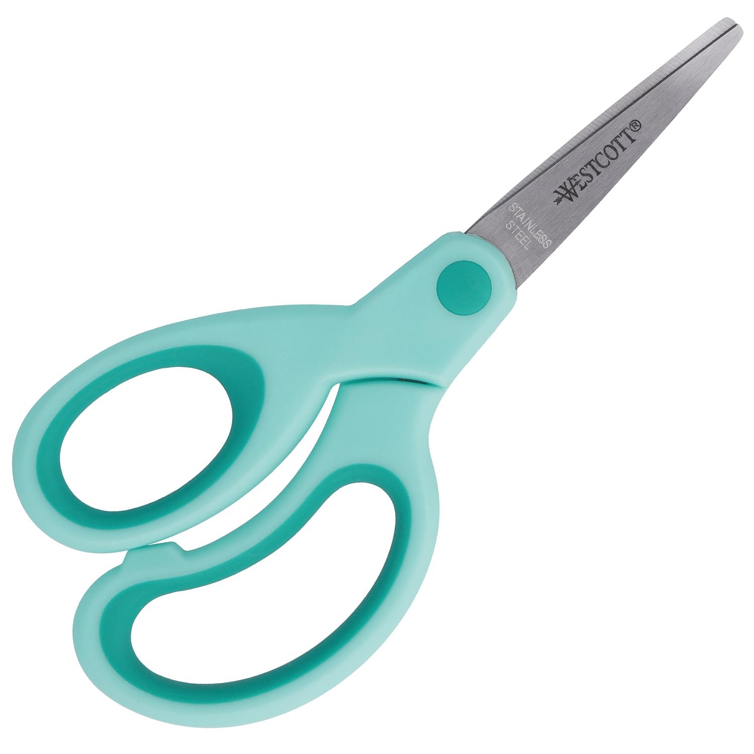 Westcott Soft Grip Children's Scissors, Turquoise, Left-Handed | Ergonomic Handle for schoolchildren | 13 cm (5"), Ideal for Children's Hands | E-21585 00