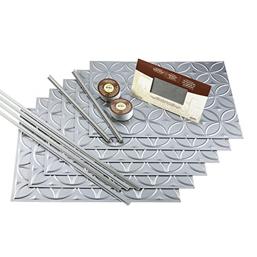 Fasade Easy Installation Rings Argent Silver Backsplash Panel for Kitchen and Bathrooms (18 sq ft Kit)