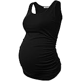 GINKANA Maternity Tank Tops Sleeveless Ruched Basic Tops Maternity Shirt Vest Mama Clothes