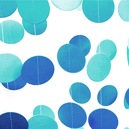 AWESON PARTY Sky Blue Paper Garland Hanging Decorations Circle Dots Streamers Happy Birthday Baby Shower Merry Christmas New Years Party Table Centerpieces Decorations