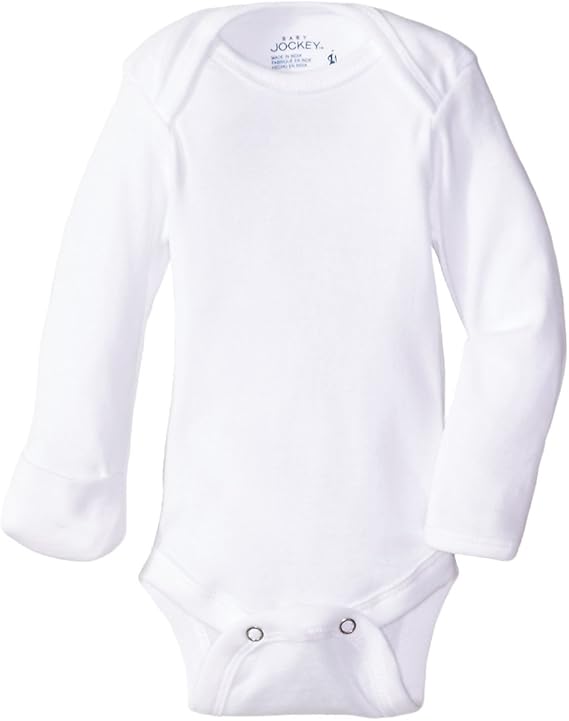 Jockey Baby 4 Pack White Long Sleeve Bodysuit with Mitten