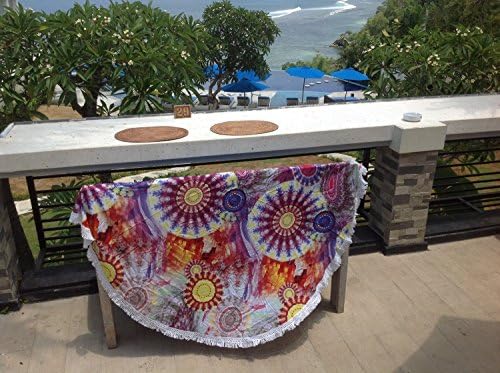Purple Fringed Mandala Round Sarong