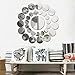 Highpot 31 Pcs Round Mirror Wall Sticker Acrylic Surface Decal Home Room DIY Art Decor (Silver)