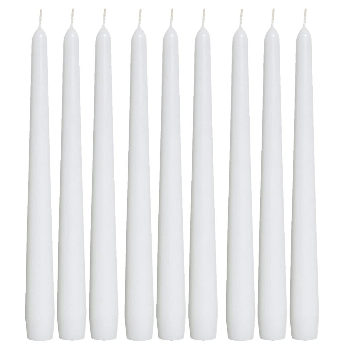 1ABOVE 10 Pack Tapered Dinner Candles | Unscented - Slow Burning Candles | Multi-Purpose | Smokeless Candles (White)
