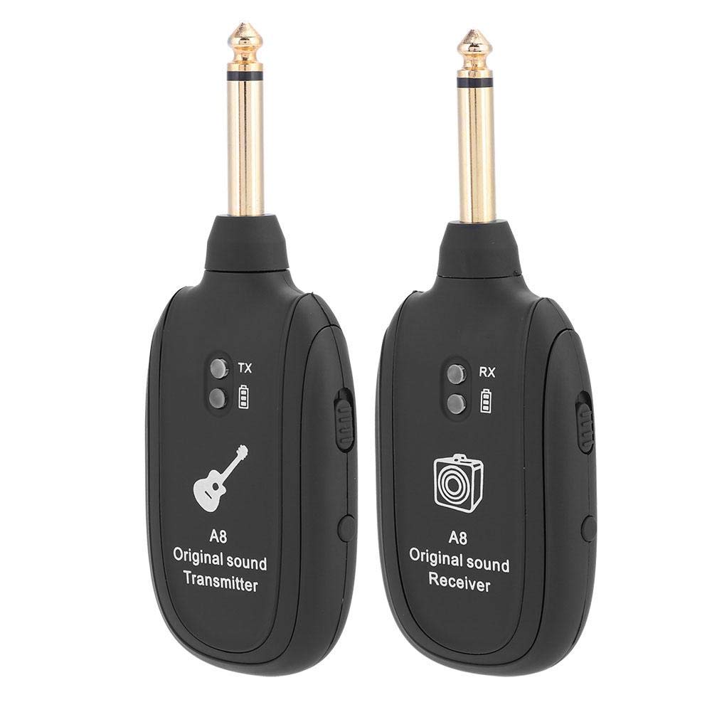 Zunate Guitar Transmitter,Guitar Wireless System Transmitter and Receiver,4 Channels,with USB Charging Cable and Indicator Light of Transmitter,730 MHz,for Electric Guitar Bass Violin etc