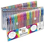 GelPenz 75-Count Gel Pens in Folding Vinyl Case for Adult Coloring Books, 75 Unique Colors