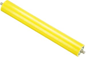 PATIKIL Polyurethane Coated Conveyor Roller 2.4" Diameter 16" Length, Stainless Steel Transmission Replacement Part Galvanized End, Yellow