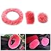 Audew Universal Steering Wheel Cover Pink Plush Wool Soft Fluffy Steering Cover Guard Truck Car Accessory 1 Set 3 Pcs