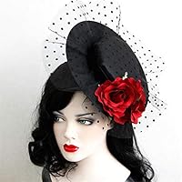 Qiupei Headdress Hat Hair Clip Feather Wedding Headware Bridal Top Hat 1920s Headpiece for Girls and Ladies Women