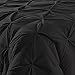 Double Needle Durable Stitching Comfy Bedding 3-piece Pinch Pleat Comforter Set All Season Pintuck Style (Queen, Black)