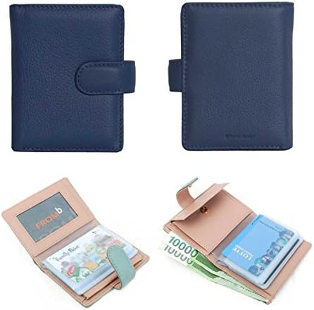 Leather Latte Mini Slim Wallet Women Useful Multi Card Wallets Small Purse Navy