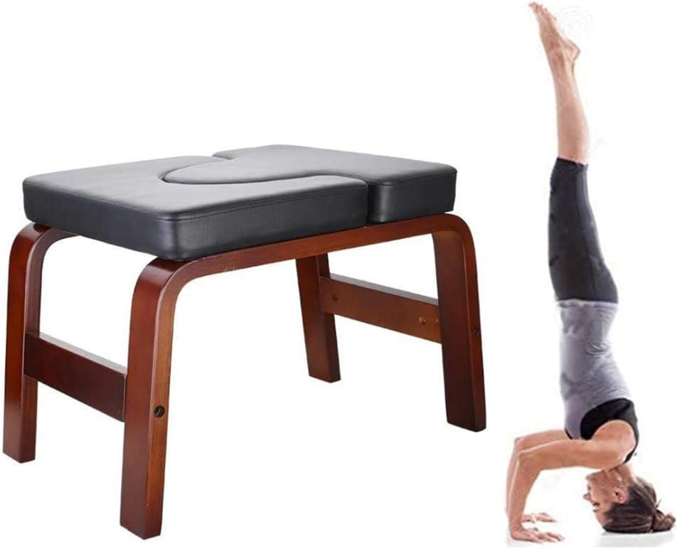Yoga Inversion Chair Stand Yoga Headstand Bench With Wood Legs Thick Sponge Pad Handstand Trainer For Relieve Fatigue Build Up Body Easy To Carry