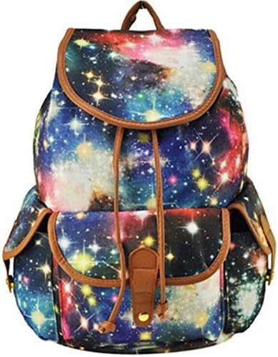 Stormiay Galaxy Canvas Backpack College Backpack Cute Rucksack School Bag For Girls (Blue)