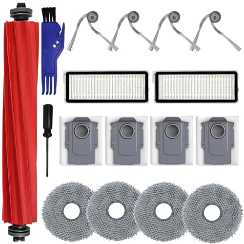 Roborock QV 35A / QV 35S / QR 598 / QR 798 Robot Vacuum Cleaner Accessory Kit : 1 Main Brush, 2 HEPA Filters, 4 Cleaning Cloths, 4 Side Brushes, 4 Dust Bags, 2 Tools