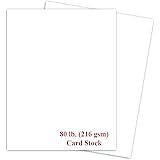 White Thick Paper Cardstock - for Business Card, Art, Invitations, Stationary Printing | 80 lb Card Stock | 8.5 x 11 inch | H