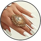 IS4U Shining Rhinestone Ring for Women Vintage Fashion Opening Ring Statement Colourful Crystal Ellipse Rings Minimalist CZ Wedding Party Fashion Jewelry