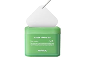 MEDIHEAL Teatree Trouble Facial Toner Pads with Tea Tree & Lactobacillus - Calming & Soothing for Sensitive & Acne Prone Skin - Vegan Face Gauze, 100 Pads
