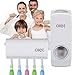 Hands Free Toothpaste Dispenser Automatic Toothpaste Squeezer with 5 Toothbrush Holds,No Power Required(White)