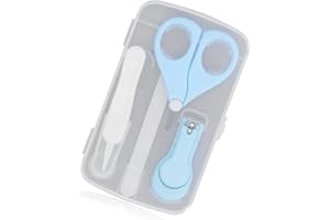 Fokmuaex 4pcs Baby Nail Care Kit, Safety 1st Baby Nail Clipper & Scissors Set with Nail File, Round Tip Tweezers, Gentle Newb