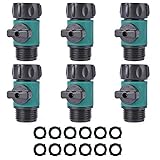 JUSONEY Shut Off Valve, Water Hose Turn Off Valve Garden Hose Connector Set with Rubber Gaskets (12PCS)+Leak-Free Ball Valve (6PCS) Standard 3/4' Thread