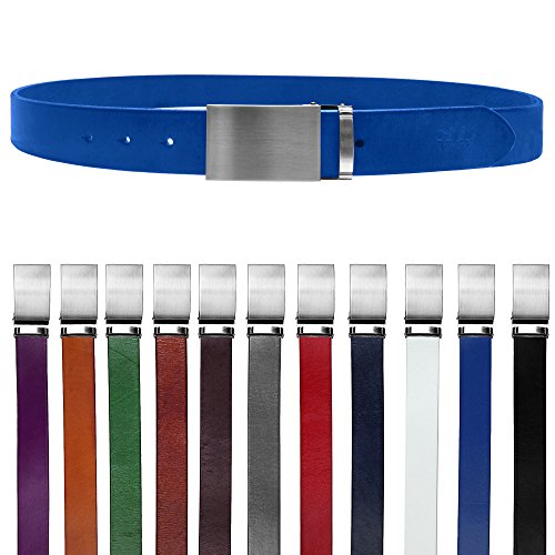 Falari Men's Dress Belt Jeans Belt Genuine Leather 9026-BLUE-XL44