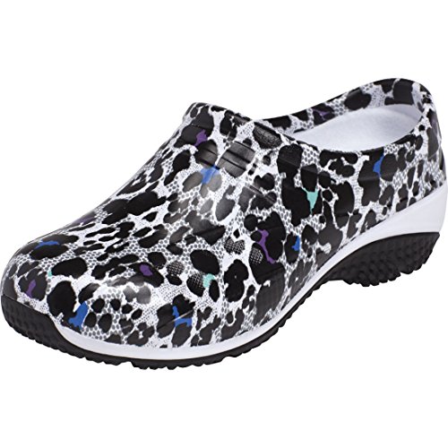 anywear leopard clogs