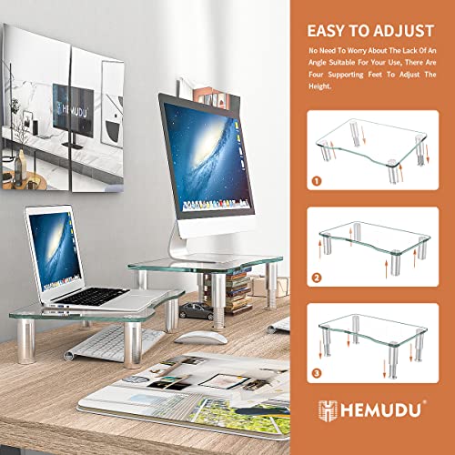2 Pack Computer Monitor Riser with Height Adjustable Multi Media Desktop Stand for Flat Screen LCD LED TV, Laptop/Notebook/Xbox One