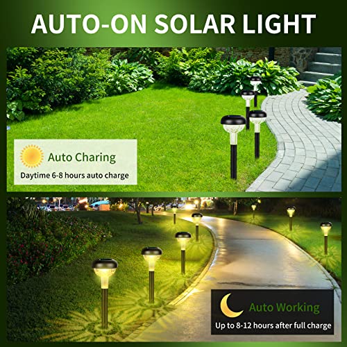 Mafuken 6 Pack Solar Outdoor Lights, LED Solar Powered Garden Lights, IP65 Waterproof Solar Pathway Lights for Yard/ Landscape/ Patio/ Lawn/ Walkway, Warm White